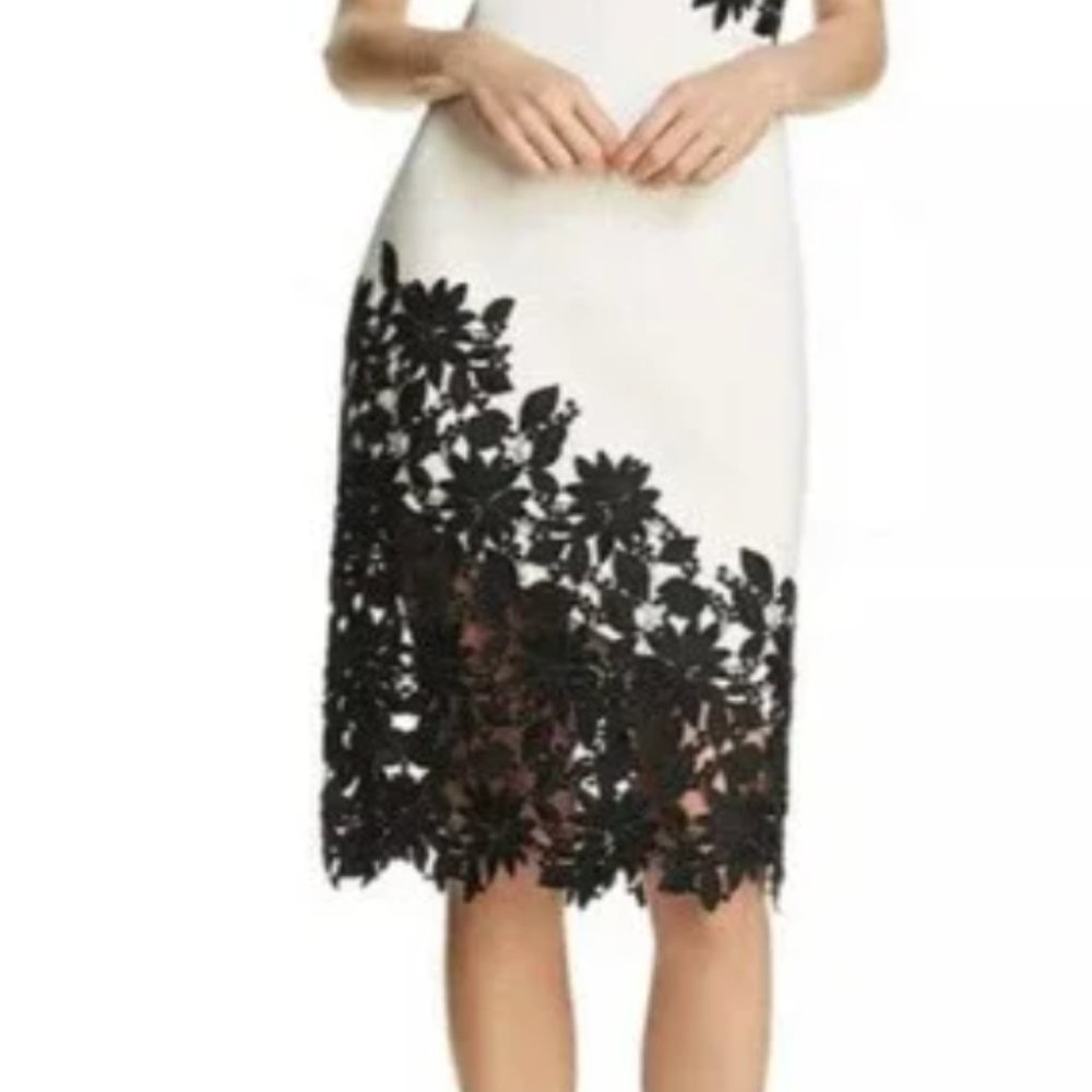 Alice + Olivia White Black Lace Marcy Cocktail dress